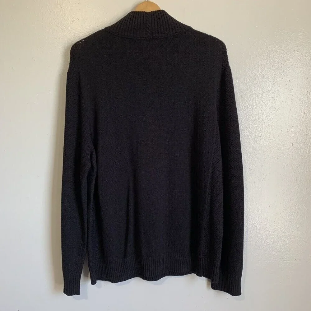 Carbon 2 Cobalt Black Button Mock Neck Heritage Sweater Men’s XL Quiet Luxury